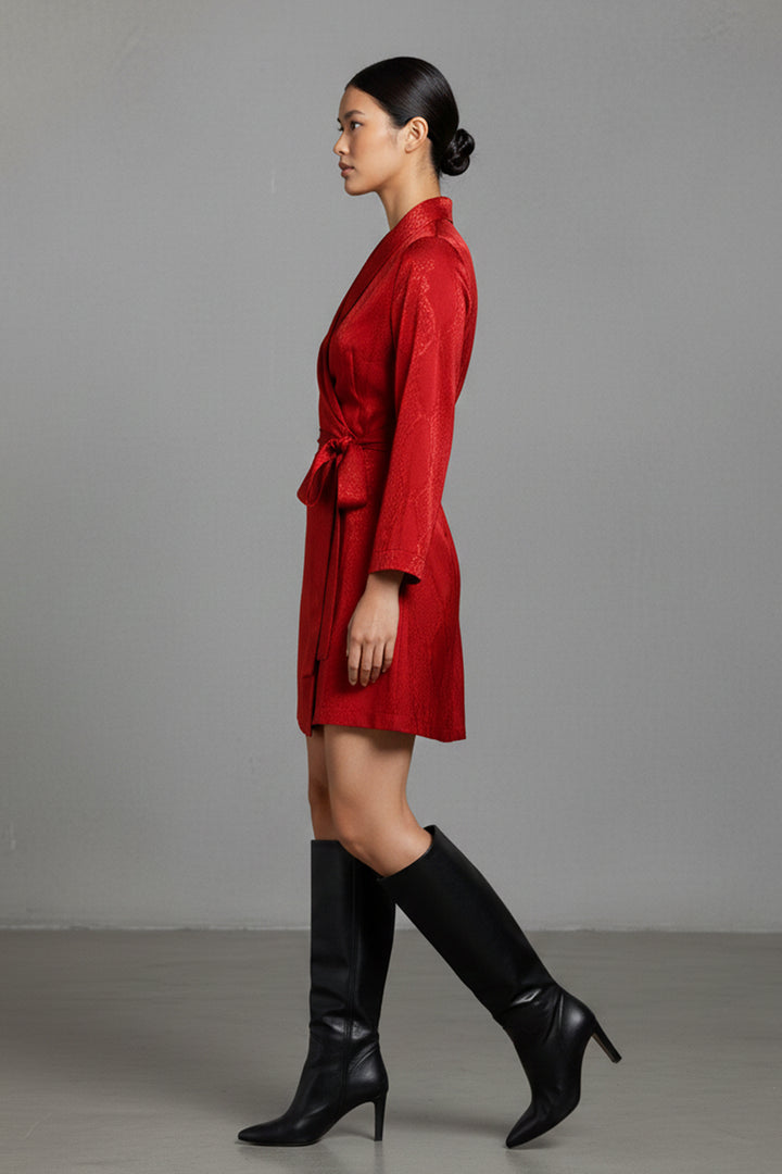sustainable mini dress, cupro eco fabric, womens wrap piece, shahida kyle richards, blood stone outfit, ethical fashion