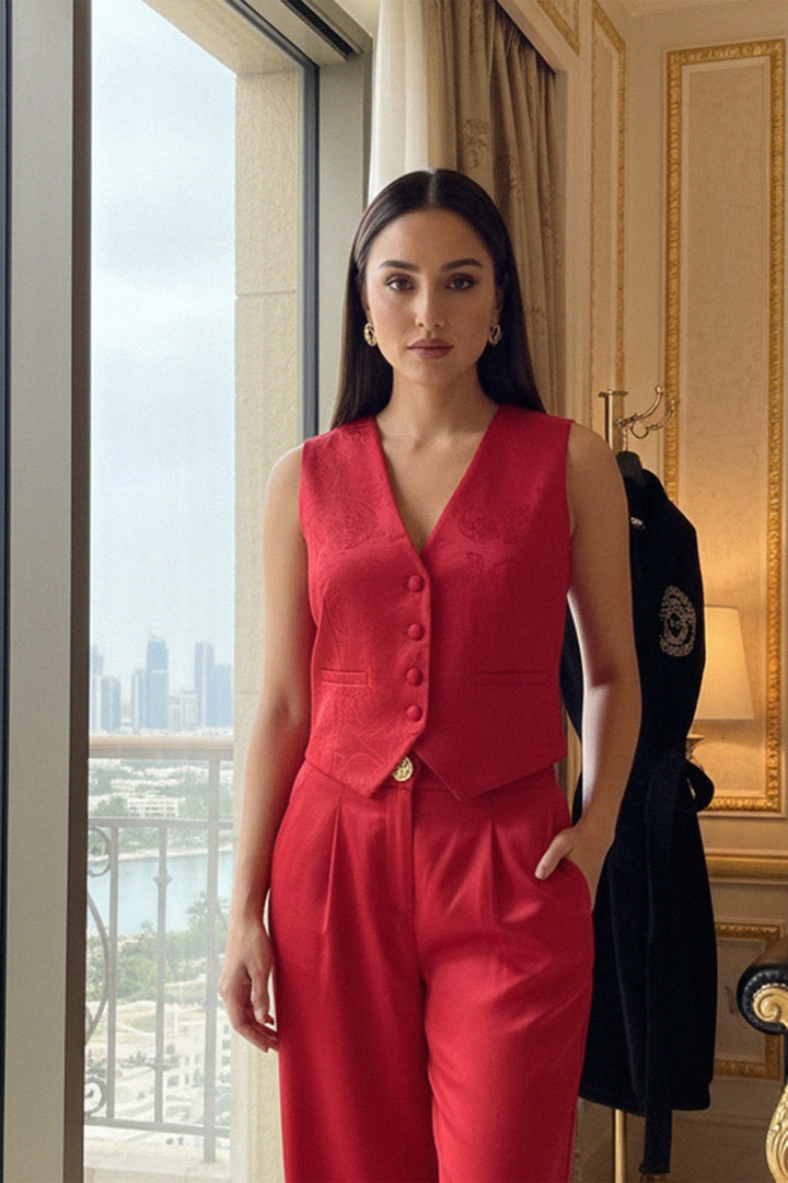 N ea Pari,
stylish high rise pants,
sleek silhouette pants,
modern fit pants,