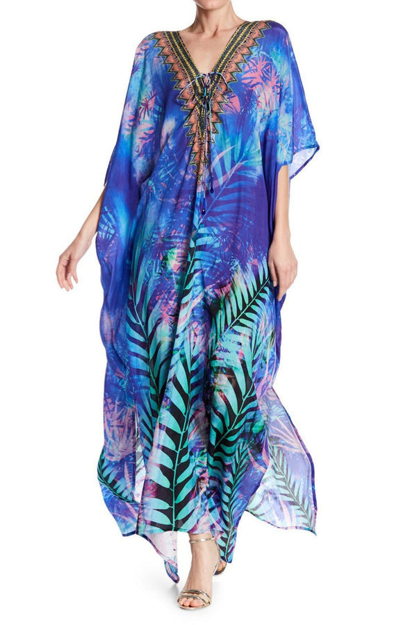 tropical dresses for vacation, cute vacation outfits, Shahida Parides, maxi kaftan,