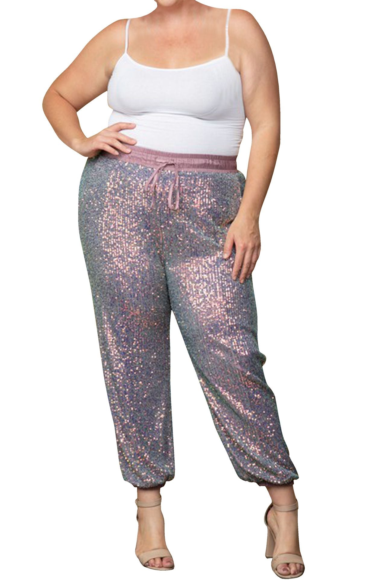 "sequin pants jogger" "sequin jogging bottoms" "Kyle X Shahida" "plus size sequin jogger pants" "sequins joggers"