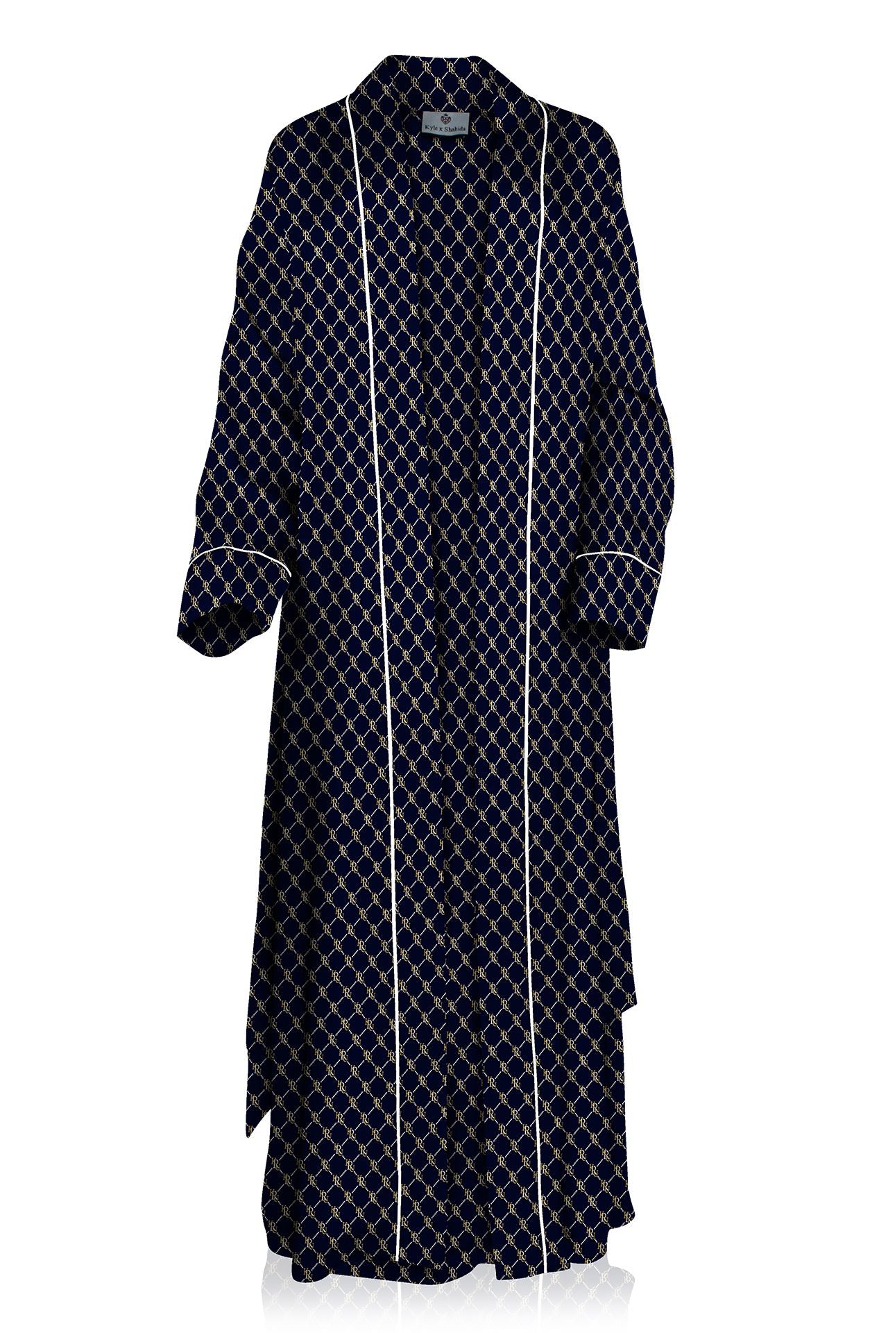 "black silk robe" "designer silk robe" "Kyle X Shahida" "womens long kimono robe" 