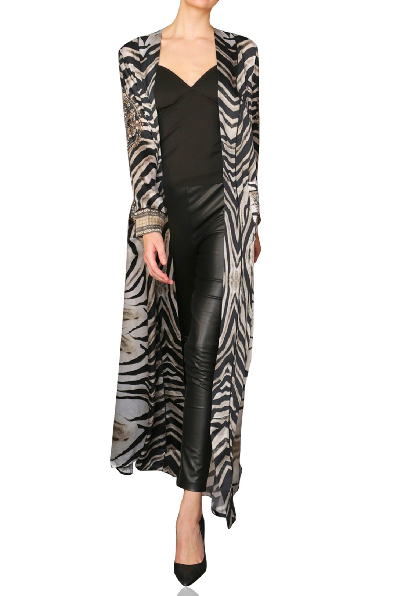 "zebra print robes" "robe dress silk," "Kyle X Shahida" "kimono print" 
