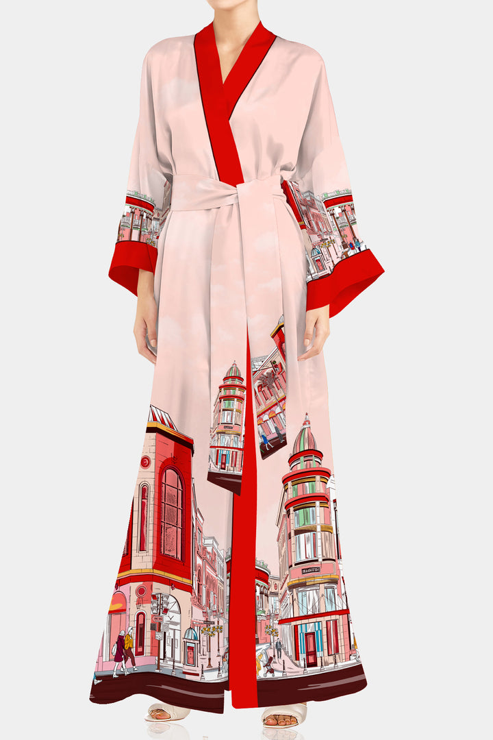 red silk kimono dress Red kimono dress women, Japanese formal dress, High neck Asian cocktail dress, Satin evening attire Wedding guest dress 3/4 sleeve TAVROVSKA