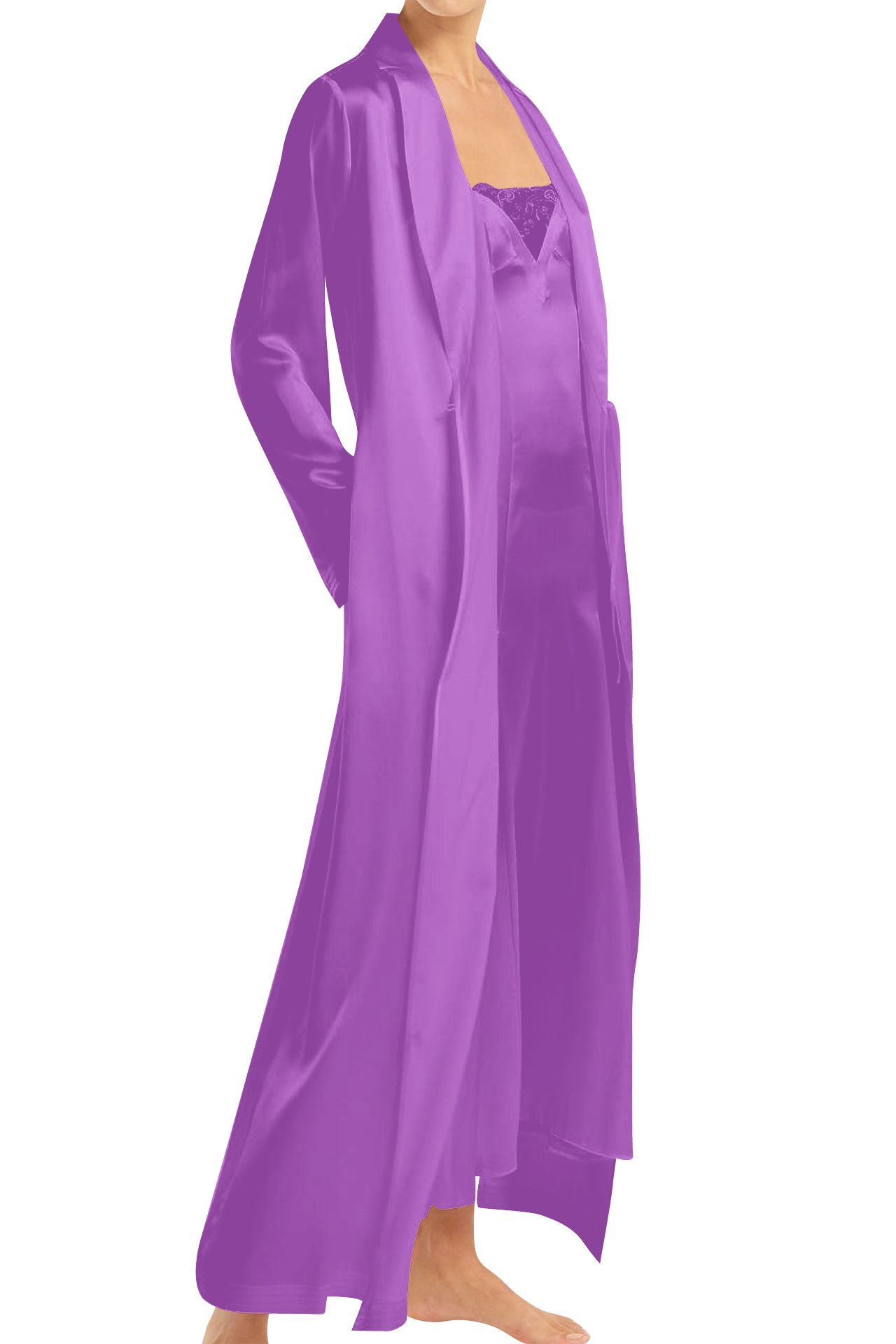 "Kyle X Shahida" "purple silk wrap dress" "long sleeve wrap dress" "womens purple wrap dress"