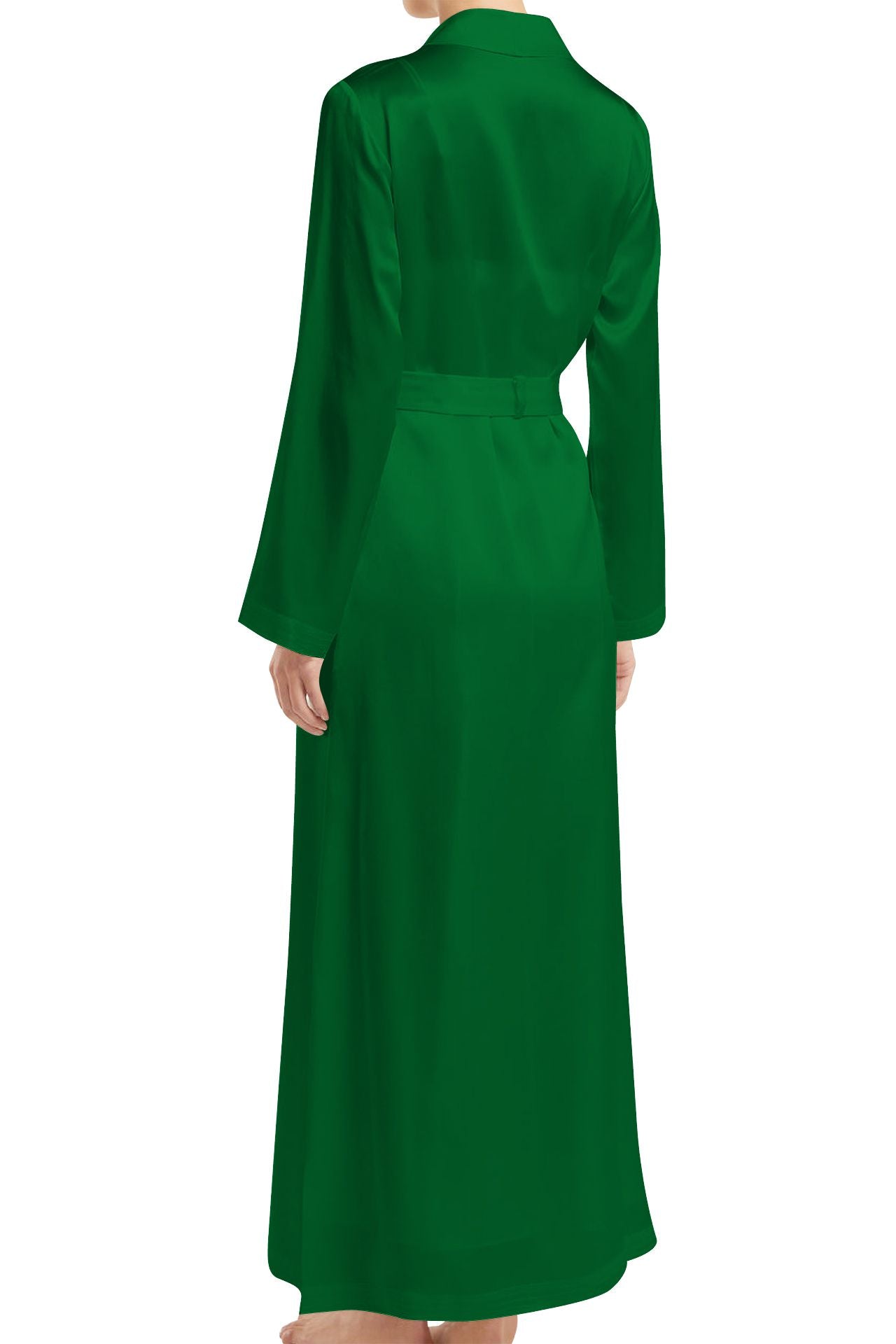 "green silk wrap dress" "women's long sleeve wrap dress" "wrap maxi dress green" "Kyle X Shahida"