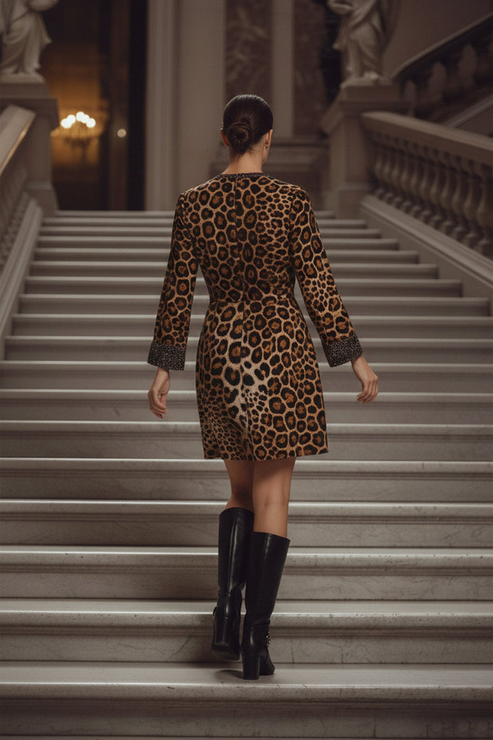 Shahida, animal print wrap dress,
animal print wrap , v-neck dress , elegent styke