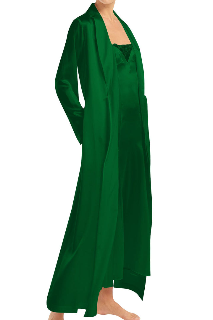 wrap dress emerald green Satin Ruffled Midi Wrap Dress
