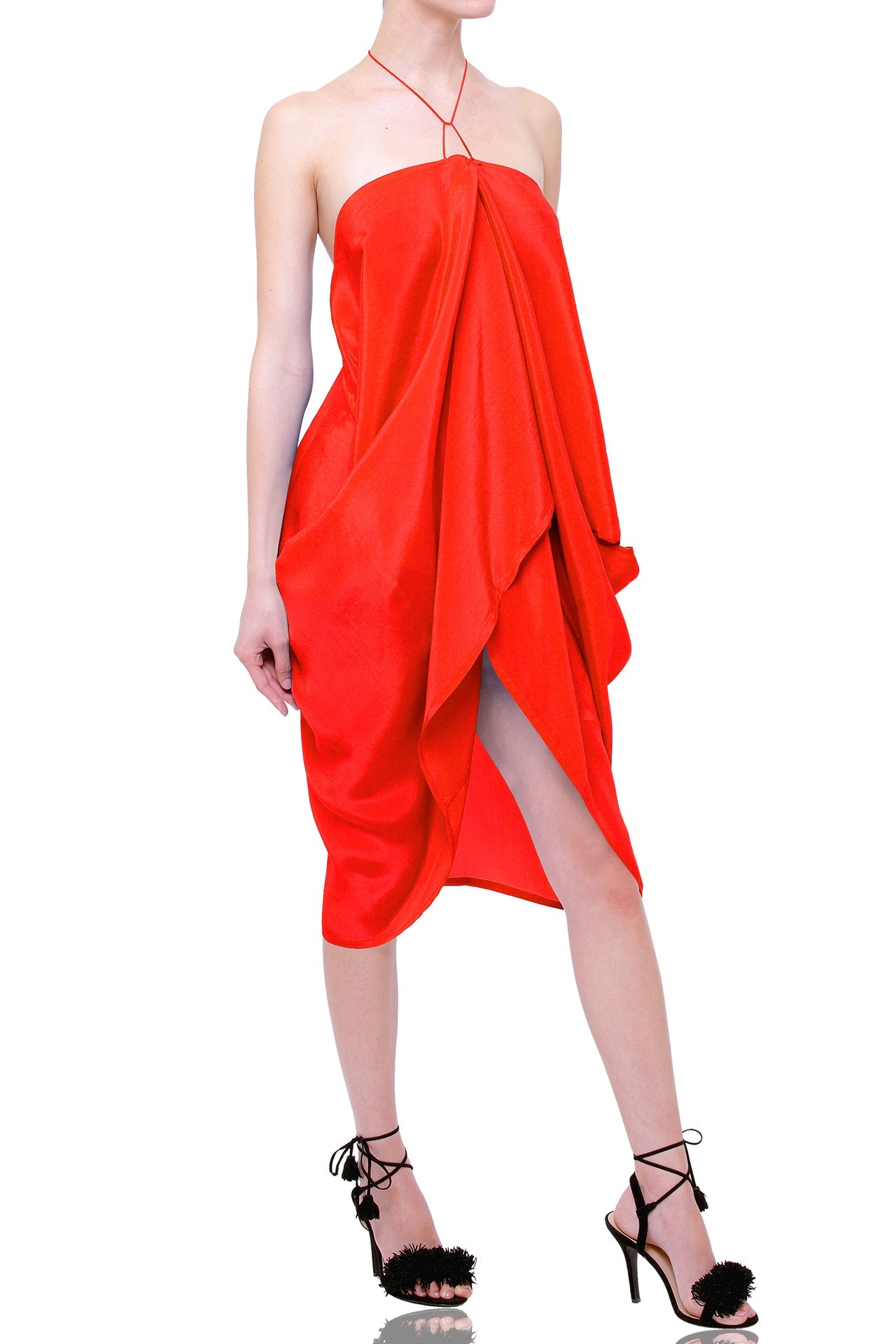 Red short Lace up Kaftan dress