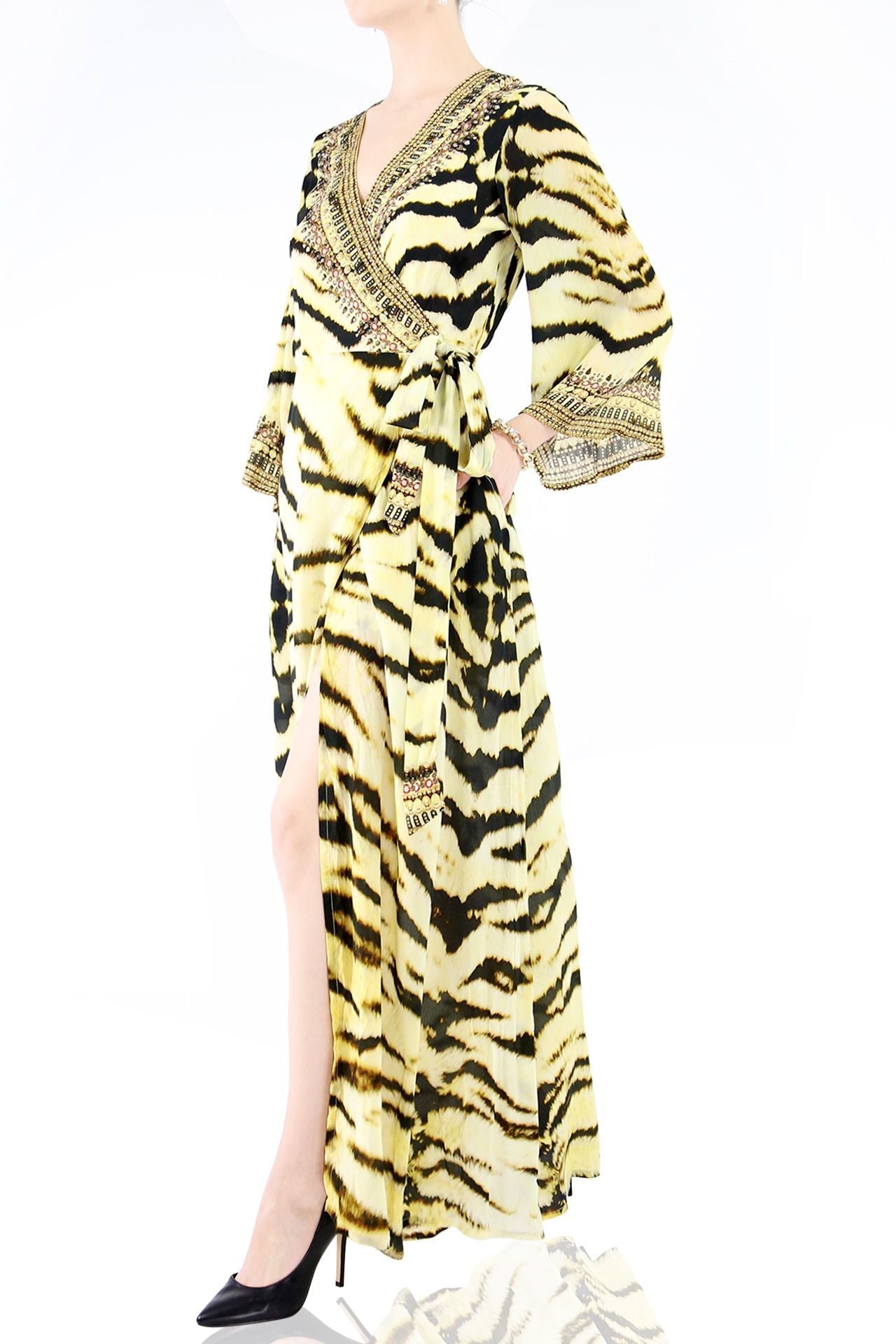 Tiger Print Wrap Dress