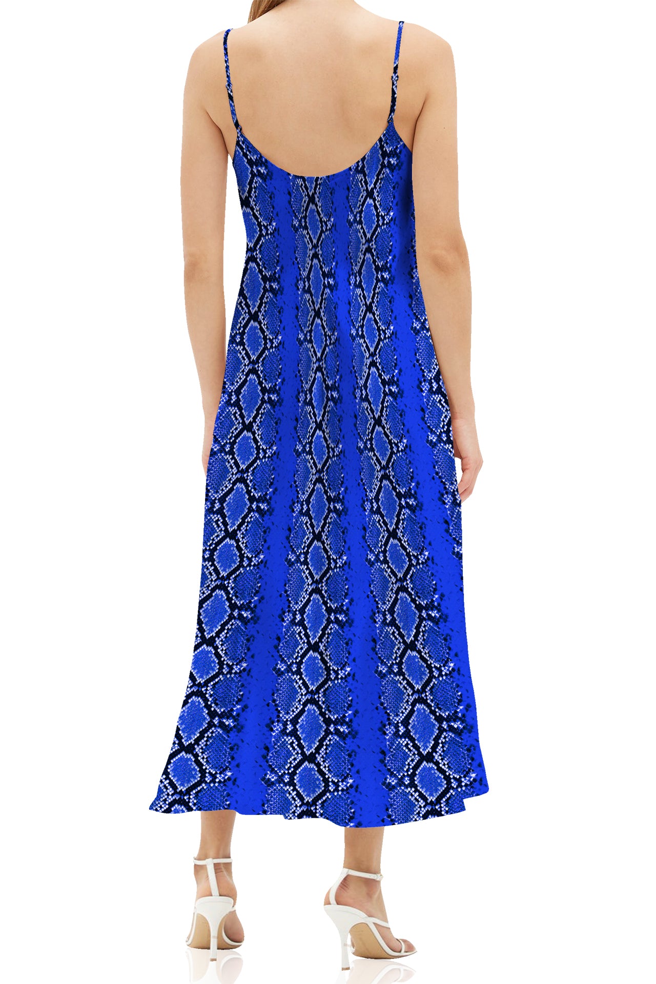 Made with Cupro Silk in Snake Print Midi Slip Violet Dress