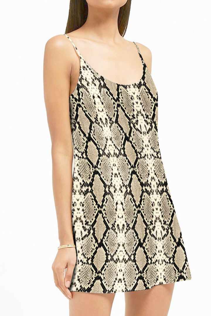 snakeskin mini dress Emilie Criss-Cross Back Drawstring Bust Mini Dress Snakeskin Print Bro