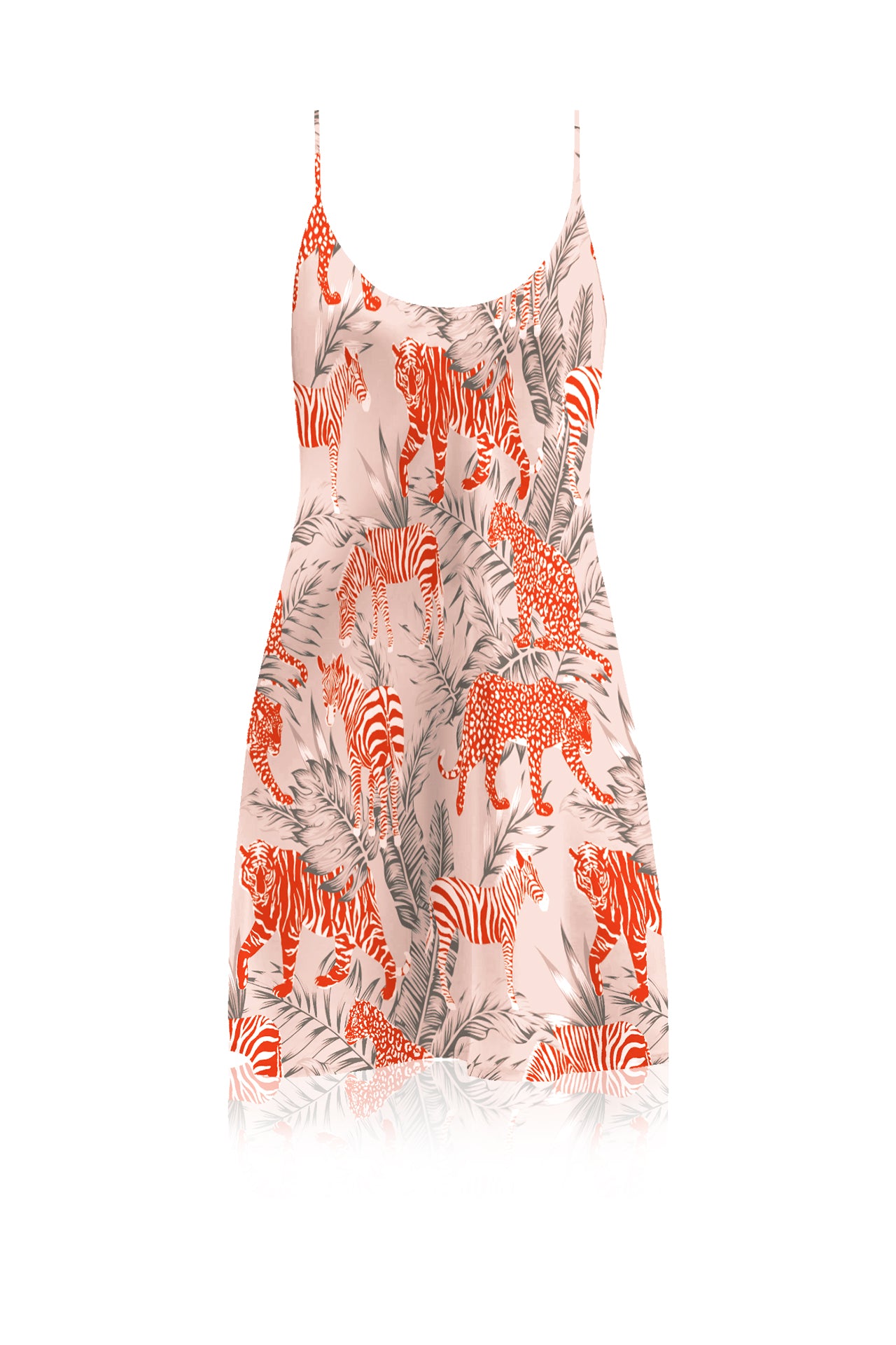 Orange Cami Slip Mini Dress in Zebra Print