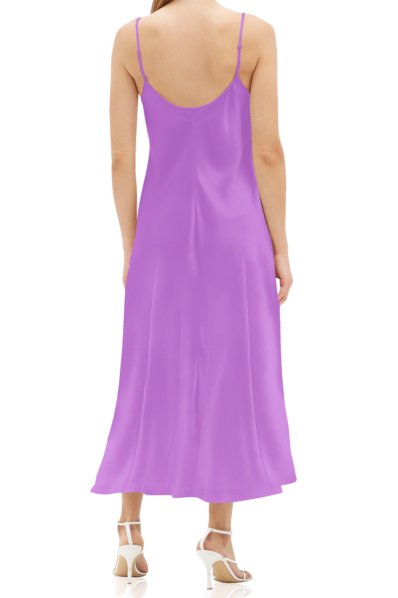 African Violet Made with Cupro Silk Midi Slip Dress