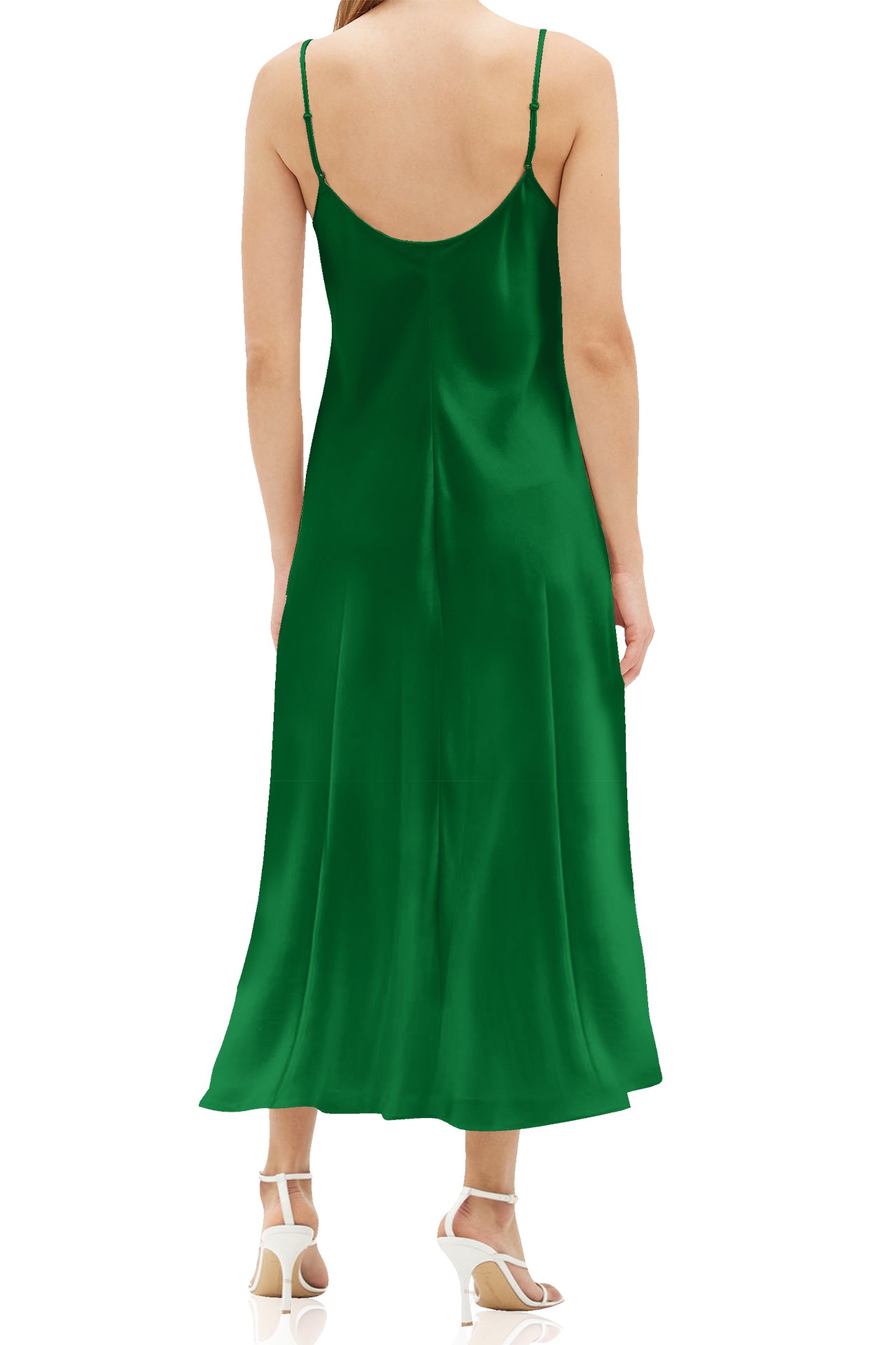Made with Cupro Silk Midi Slip Dress in Green