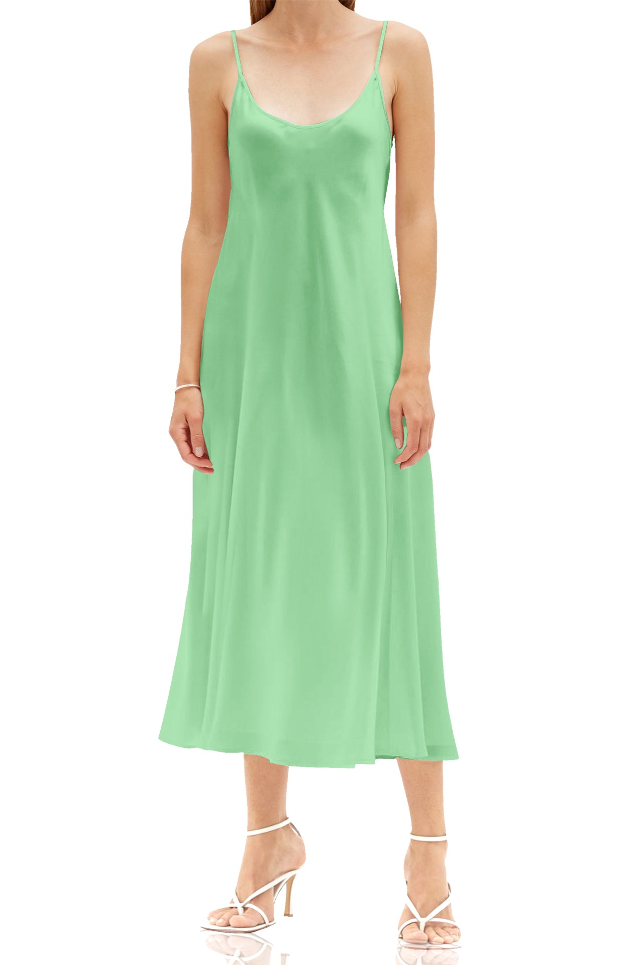 Made with Sustainable Silk Midi Slip Dress in Mint