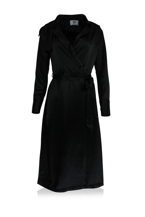 blue dress for baby girl Men's Black Wool Overcoat  3 Button Ankle Length Winter Dress Coat