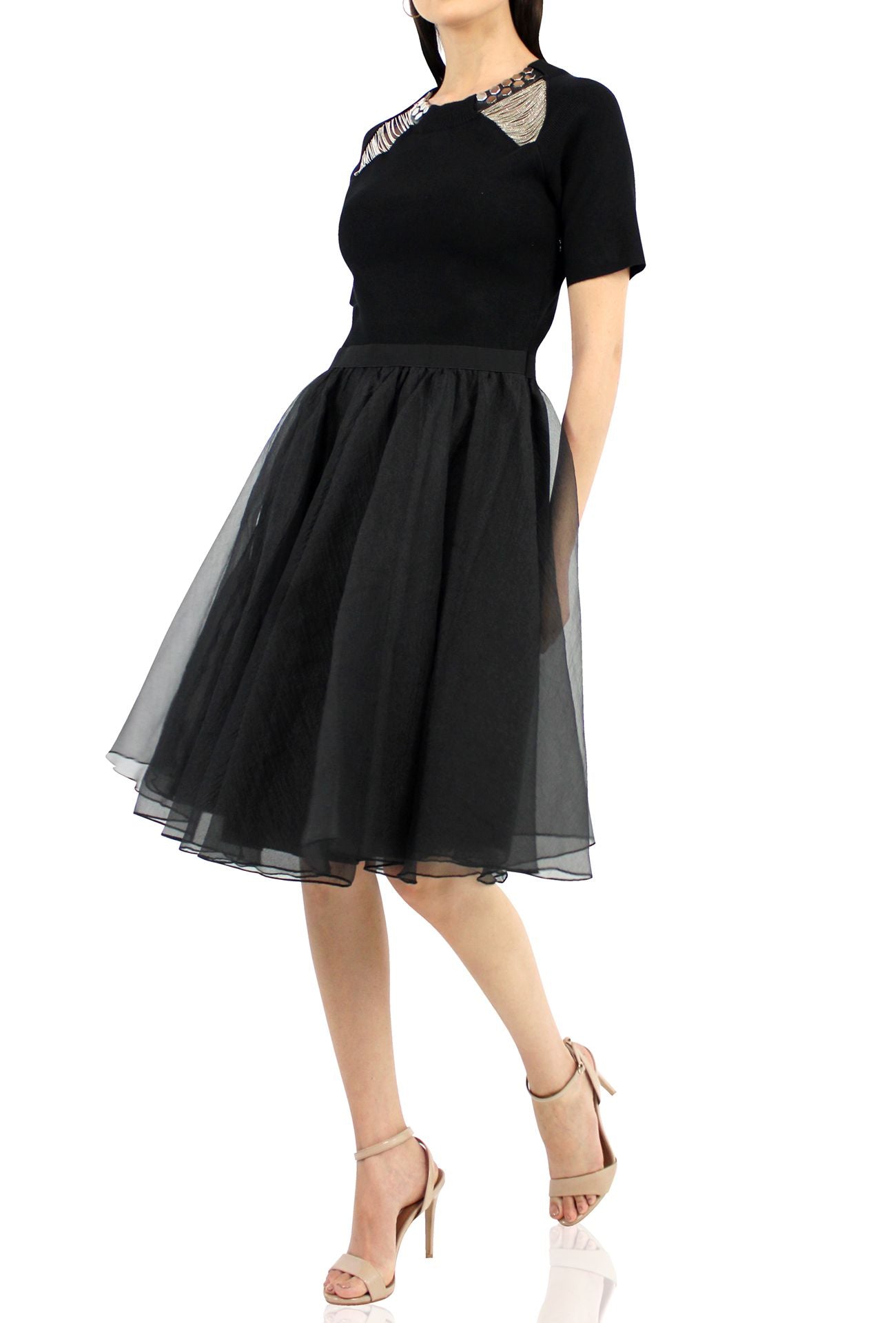 designer black mini dress Satin Ruffle Mini Dress M