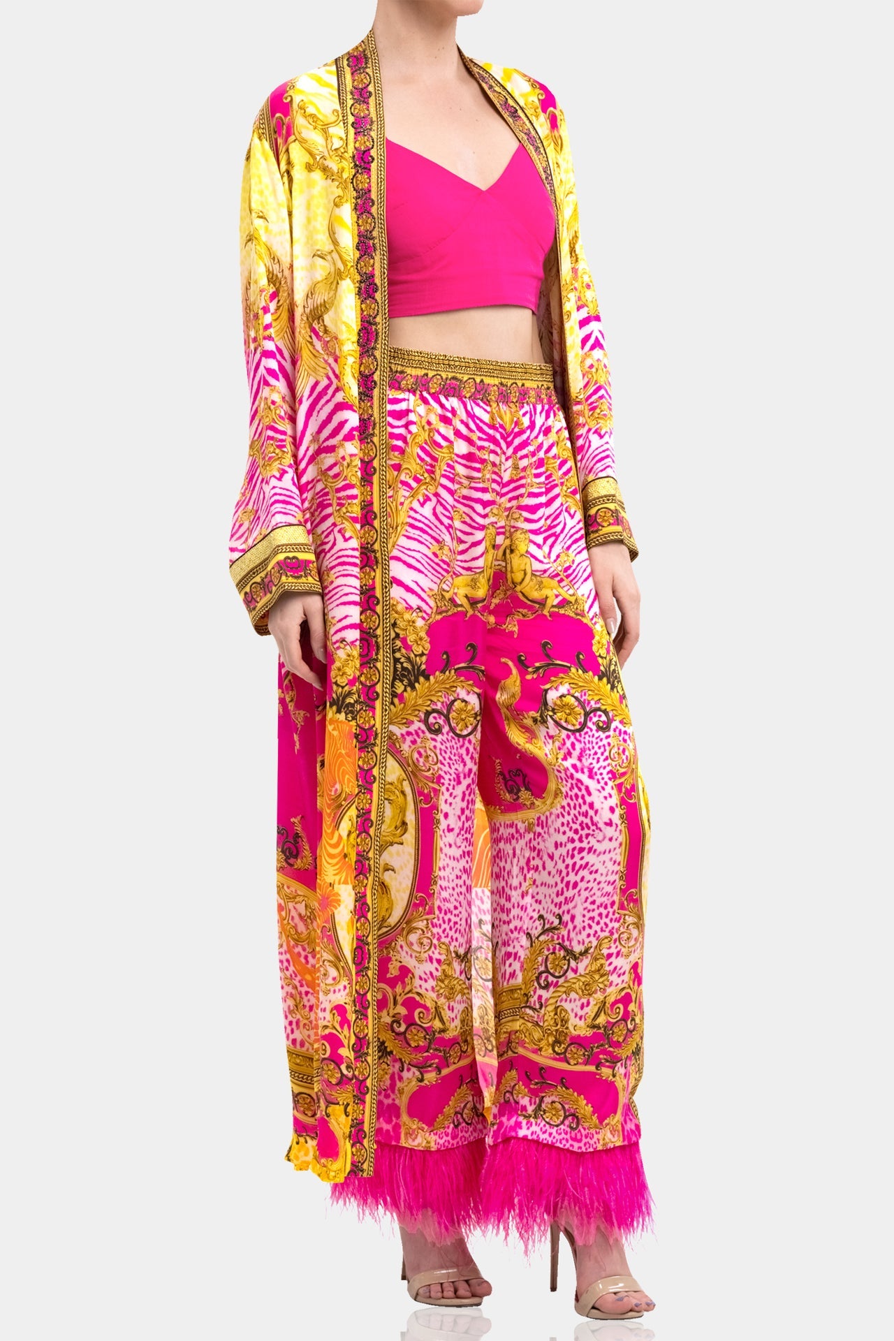 Fuchsia Silk Robe Dress