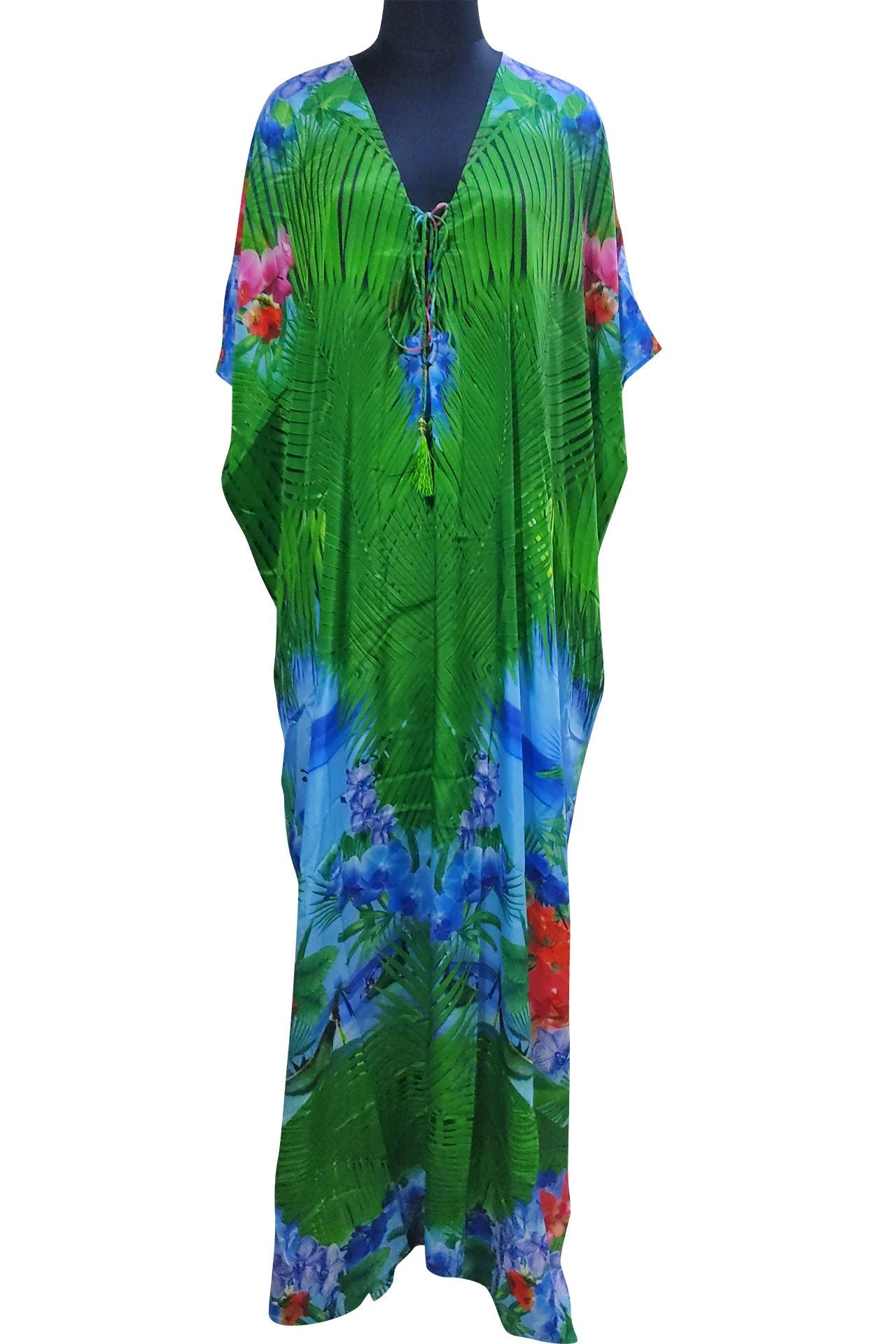 Printed Kaftan Dress in Green