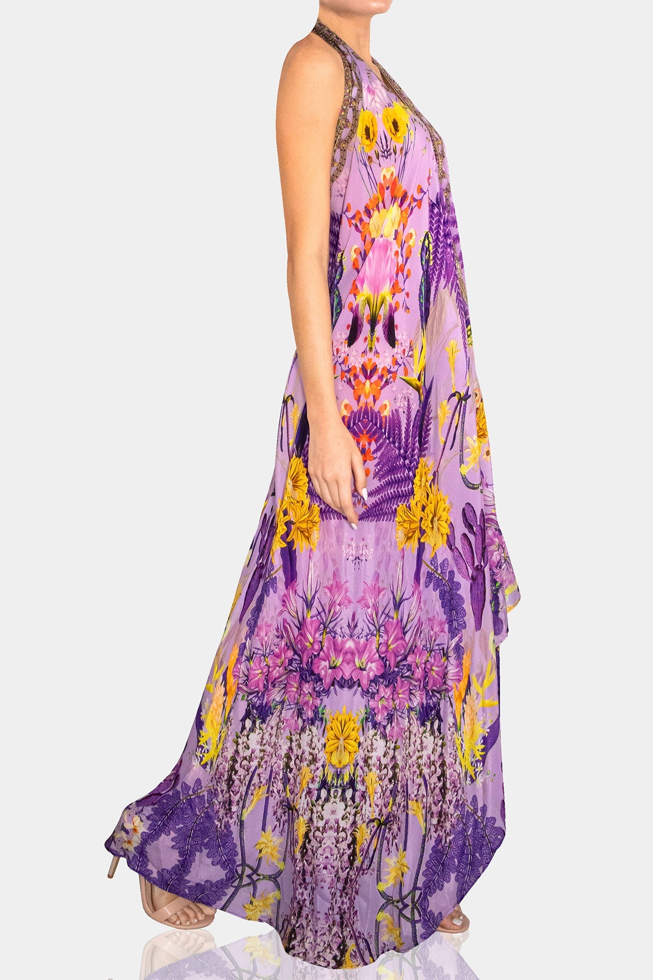 maxi purple homecoming dress Lavender Butterfly Lace Homecoming Dresses Spaghetti Strap Maxi Dress hc418 Lavender / US2