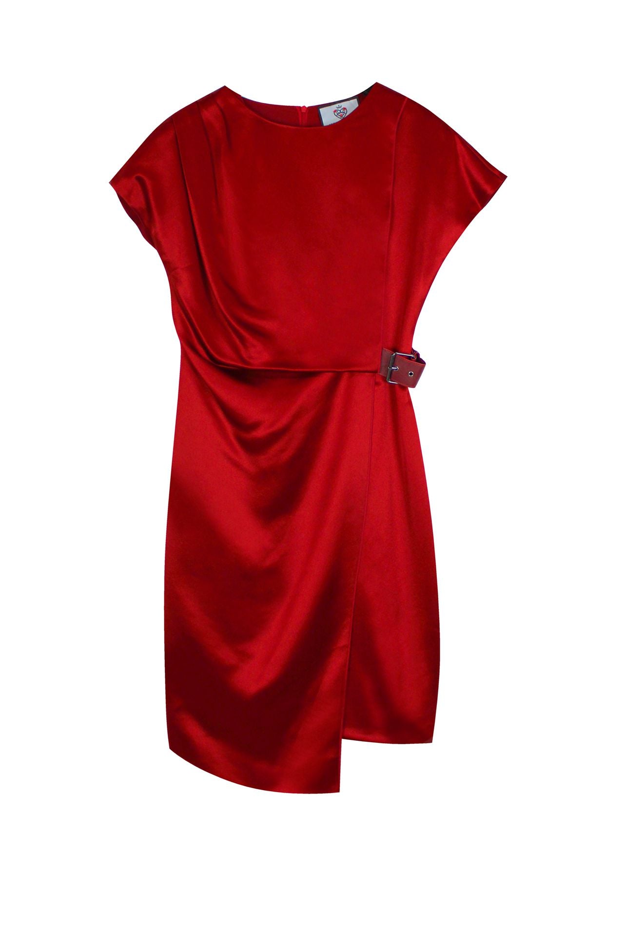Designer-Mini-Belted-Dress-In-Red-By-Kyle