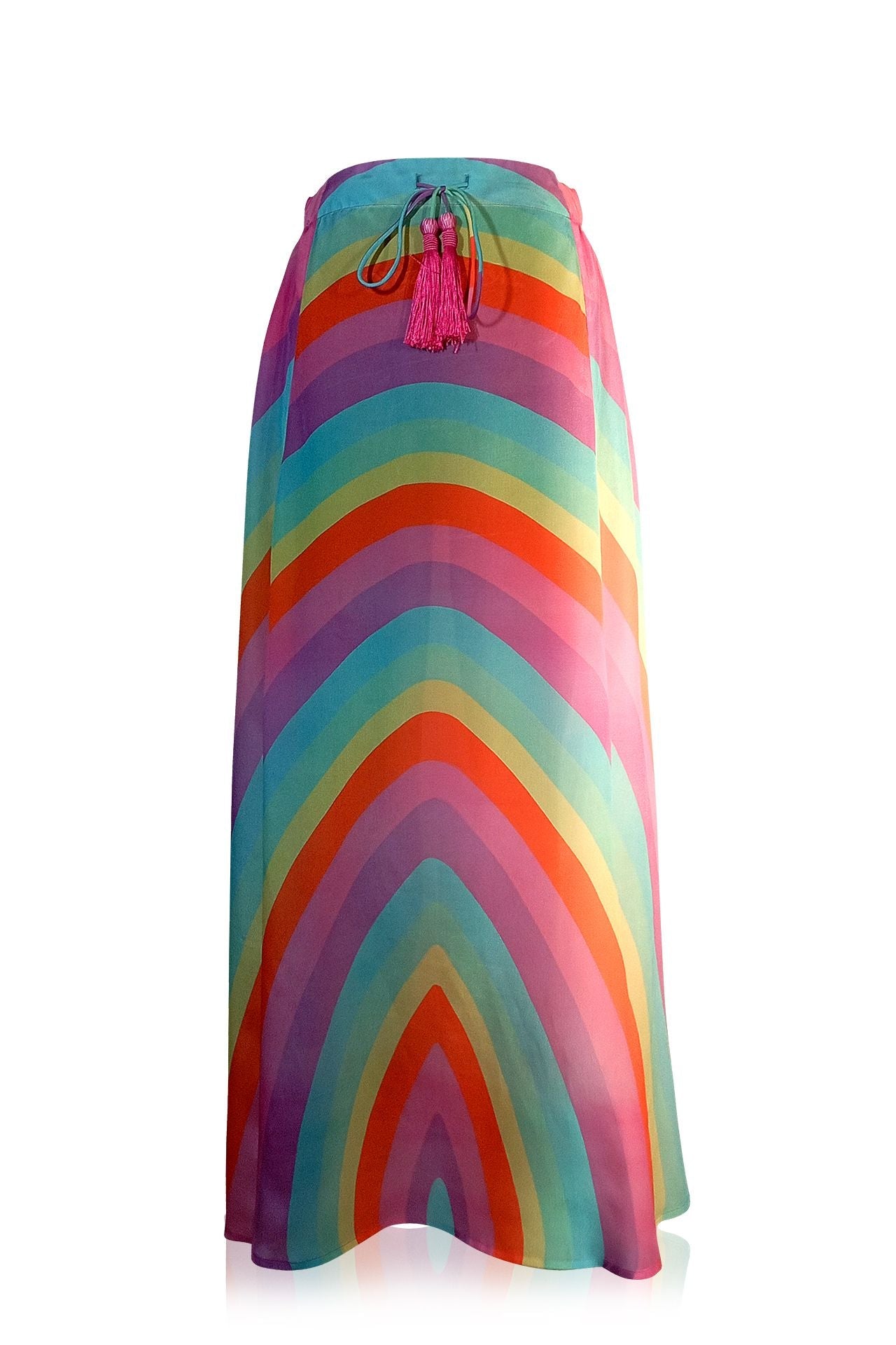 Printed Long Maxi Skirt in Stripe Print