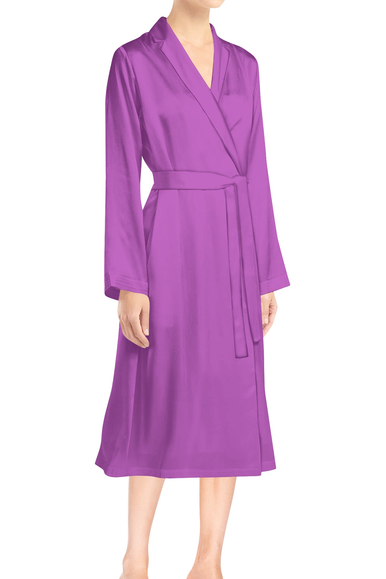 Made With Biodegradable  Fabrics Midi Length Wrap Dress in Solid