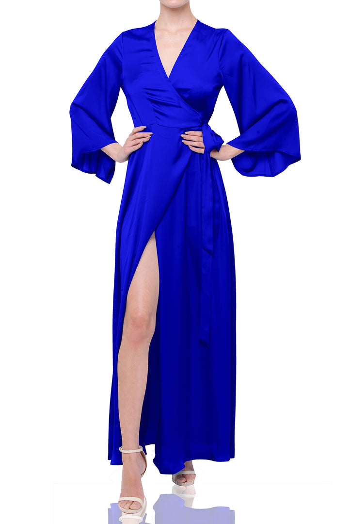 Designer Solid Wrap Dress