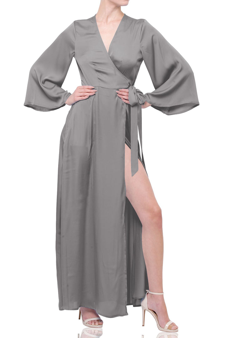 designer wrap dress Medium For any customization or custom Made orders please allow 10 Designer Long Sleeve Wrap Dress