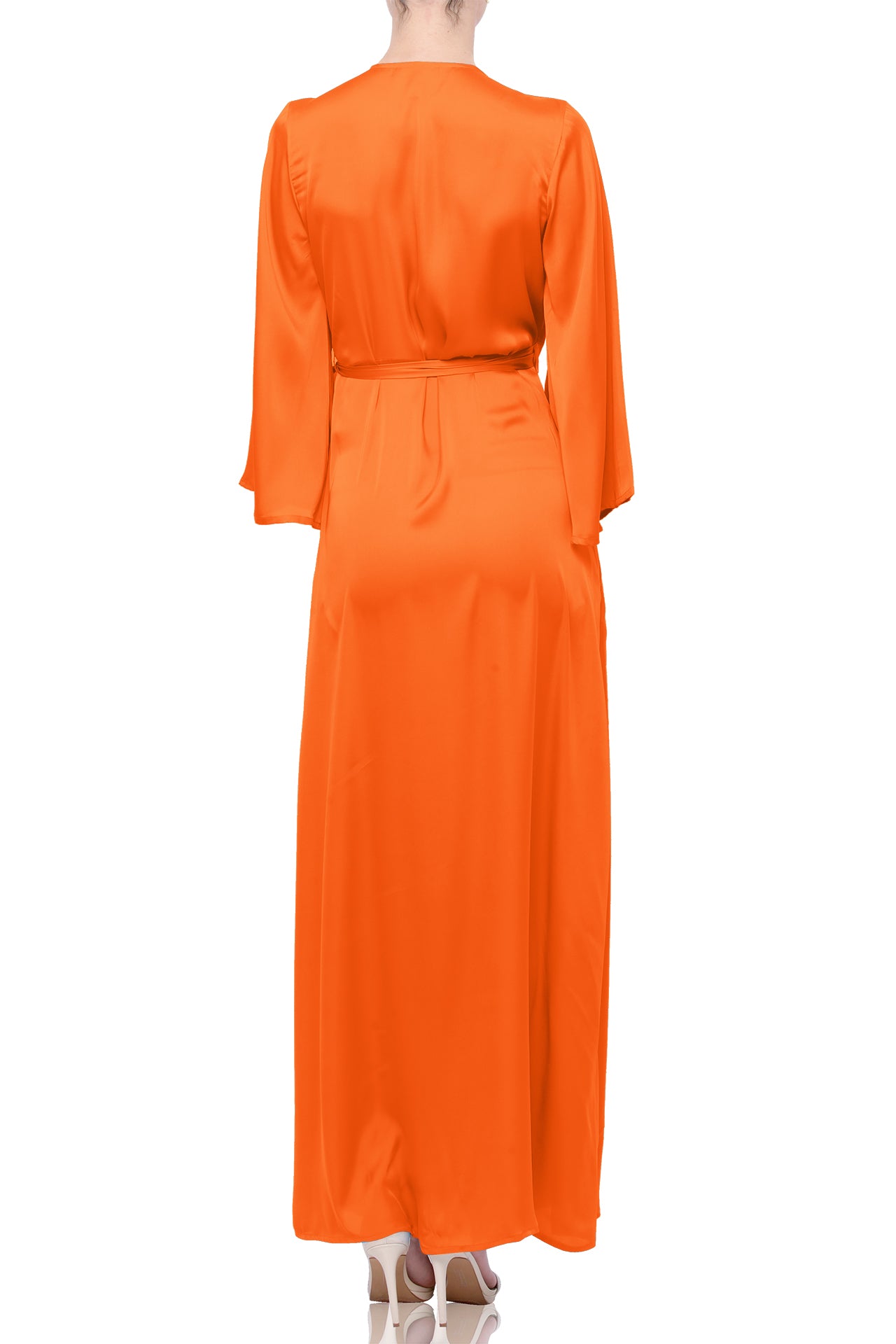 designer maxi dress with sleeves Leo Lin Color Leo Lin Lucinda Floral Appliqu ensuring all eyes are on you Flutter Sleeve Long Formal Dress: