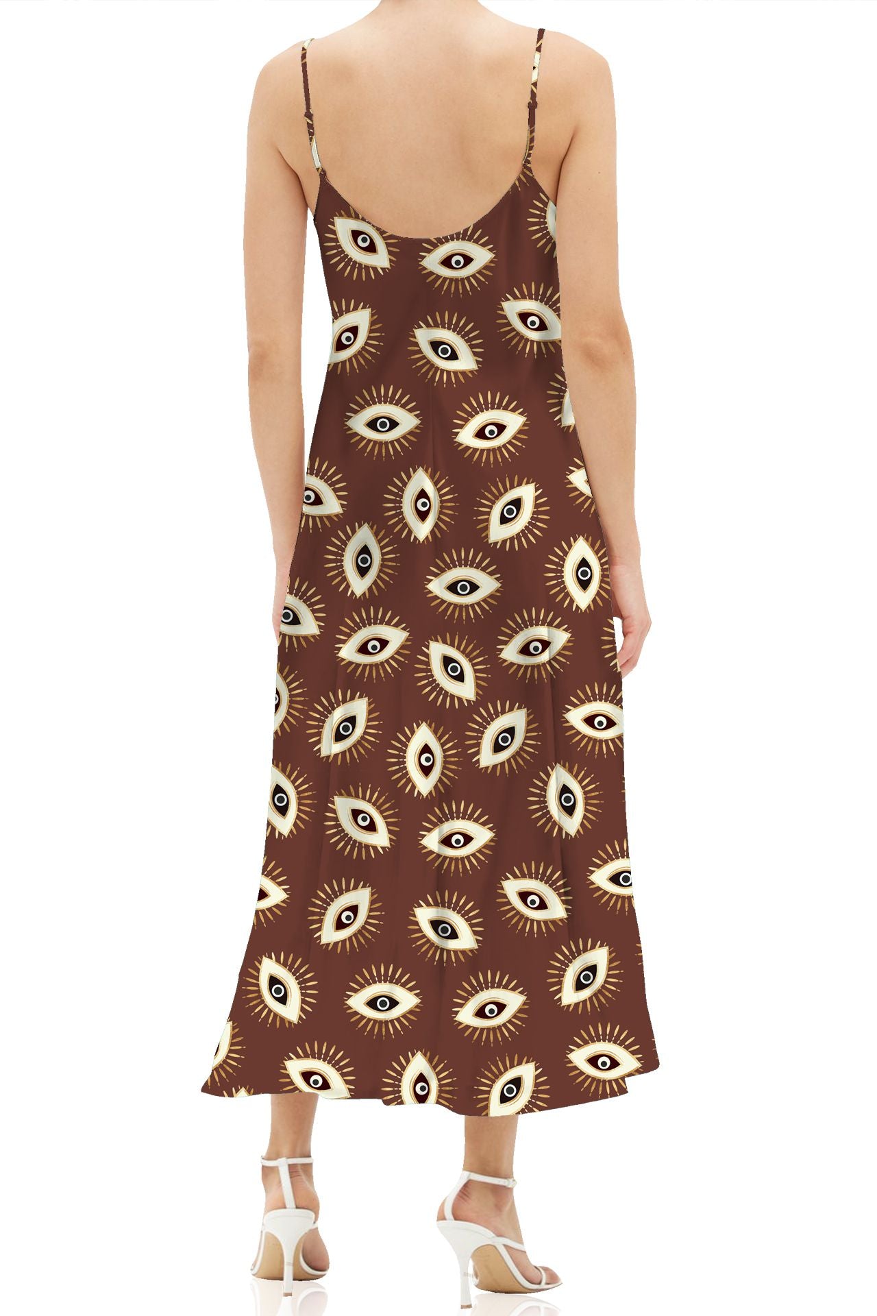 Midi Slip Dress in Brown