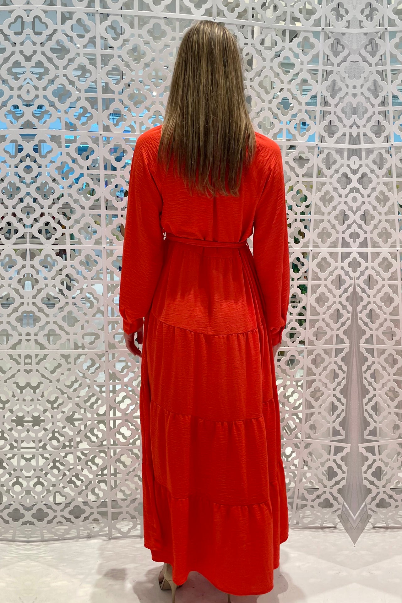 Red Full Sleeve Maxi Dress