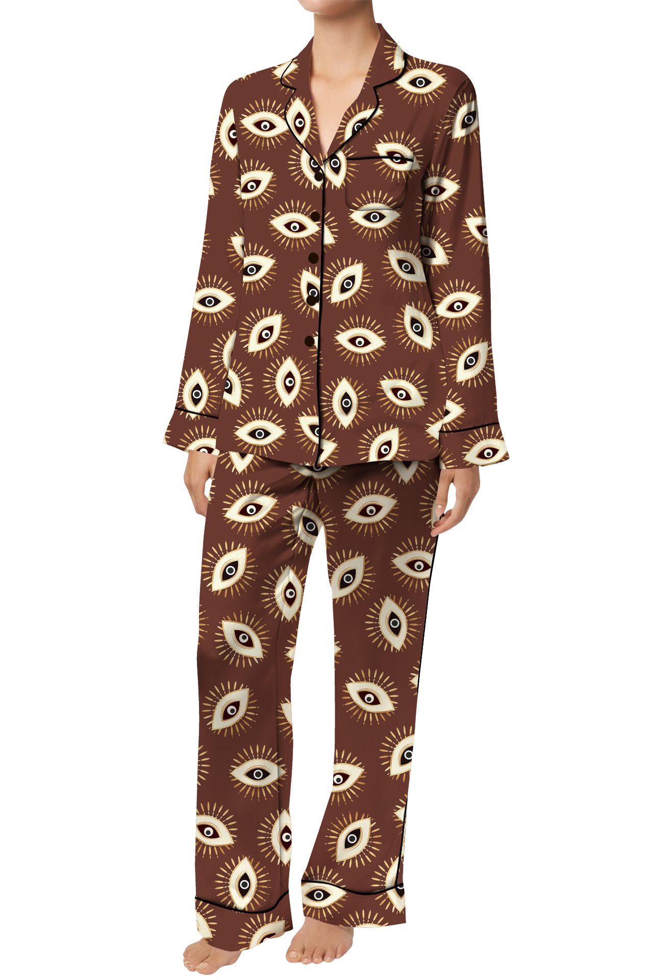 Printed Matching Suit Set in Brown