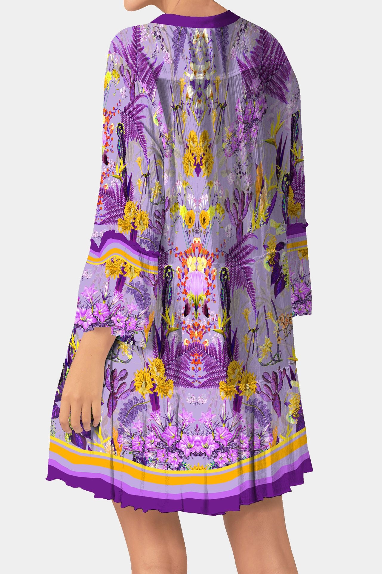 Full sleeve  Short Dress in Purple