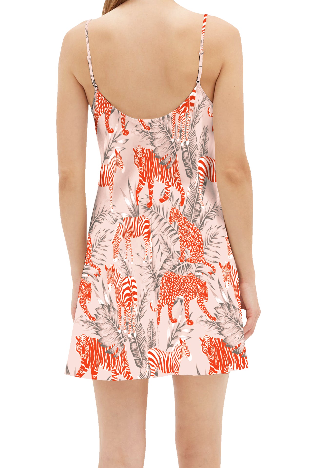Orange Cami Slip Mini Dress in Zebra Print