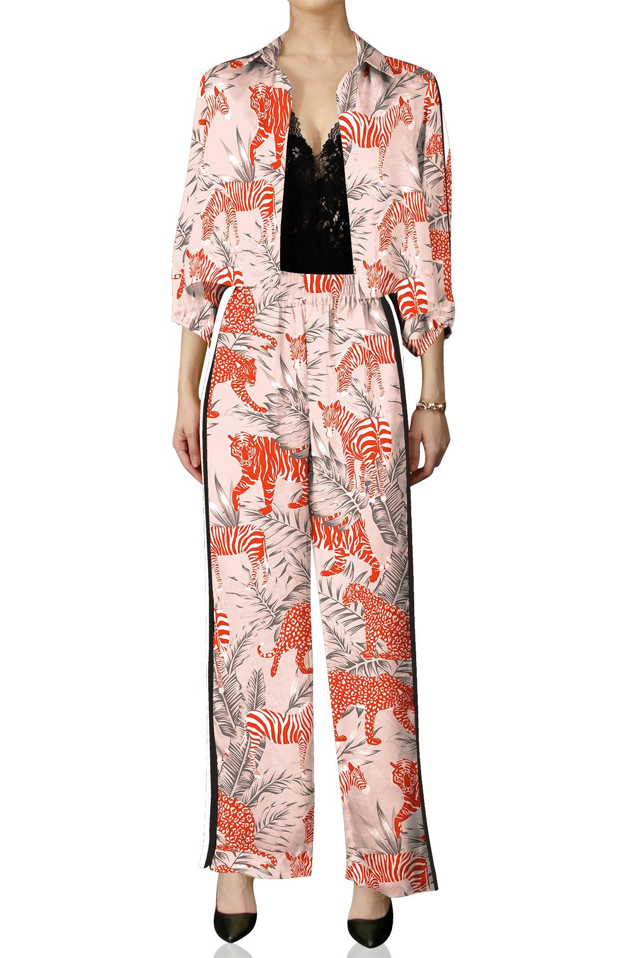 Zebra Print Matching Suit Set in Orange
