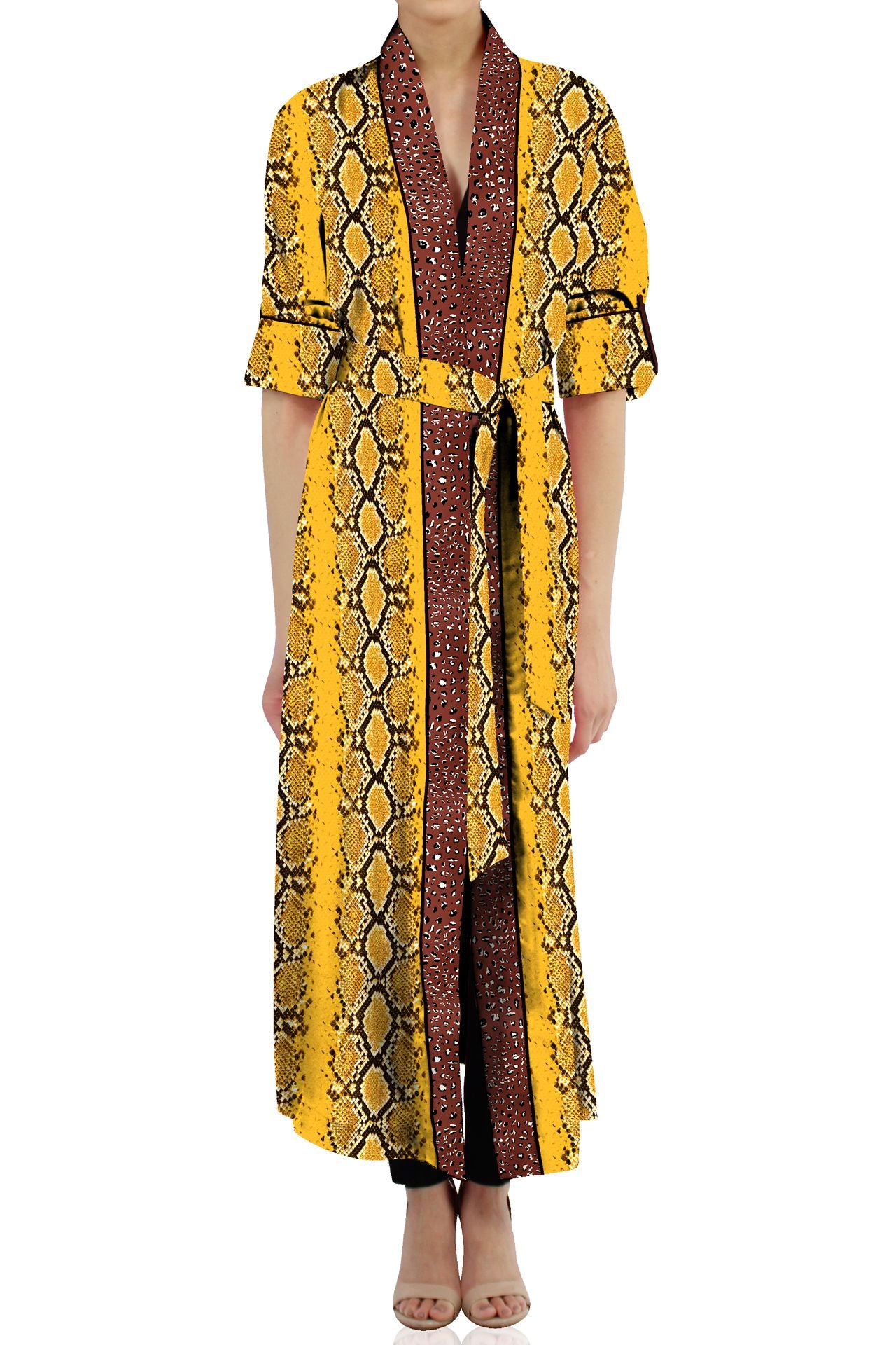 Robe Dress Made with Vegan Silk in  Golden Cob