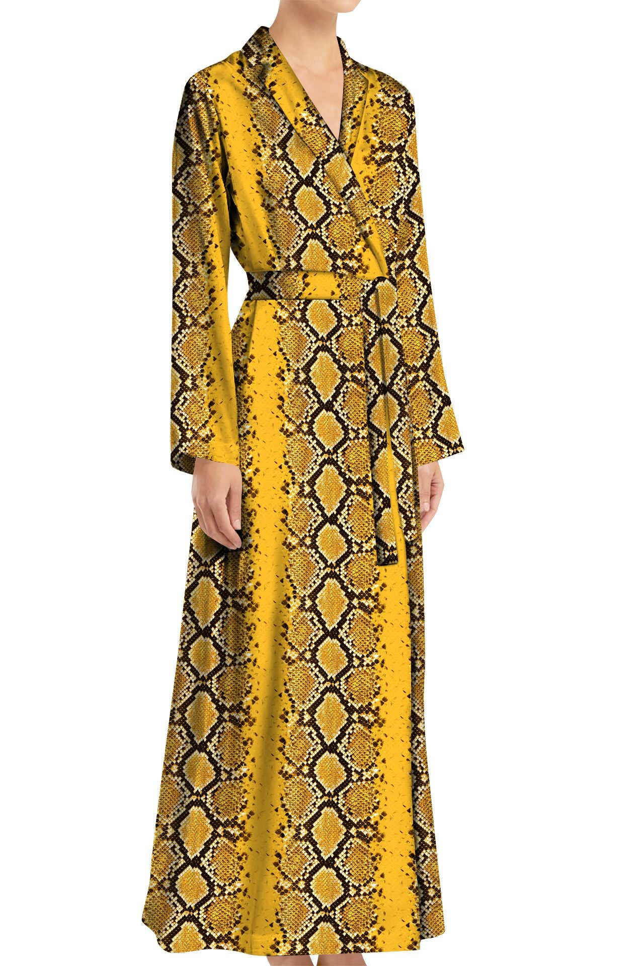 Golden Cob  Long Wrap Dress Made With Vegan Silk
