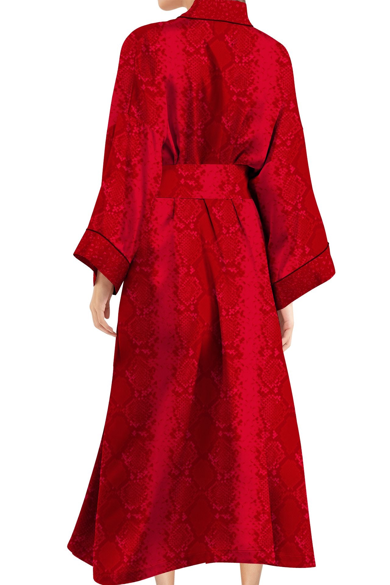 Cupro Kimono Solid Blood Stone Robe in Midi Length – Kyle x Shahida
