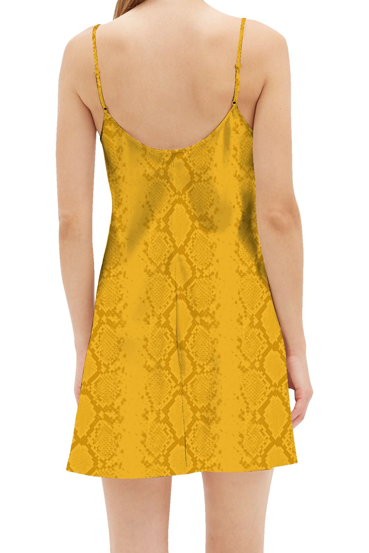 Vegan Silk  Mini Camisole Slip Dress In  Golden Cob