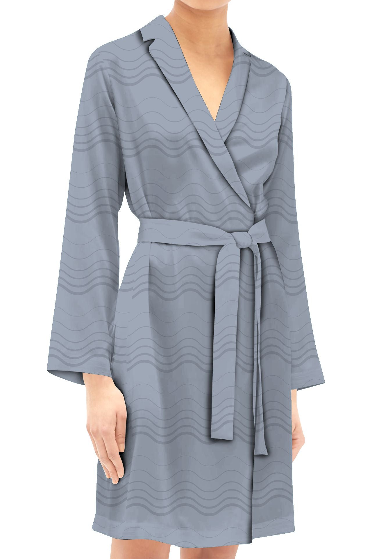 Grey Wrap Dress Made With Vegan Silk Cupro Mini Length