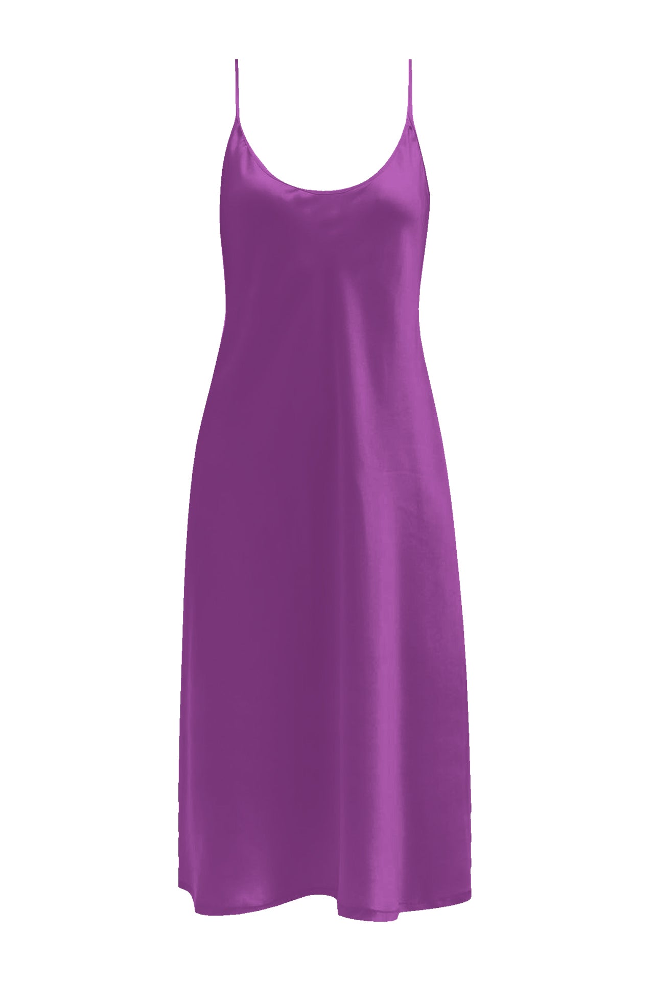 Solid Vegan Silk Midi Slip Dress in Sustainable Fabrics