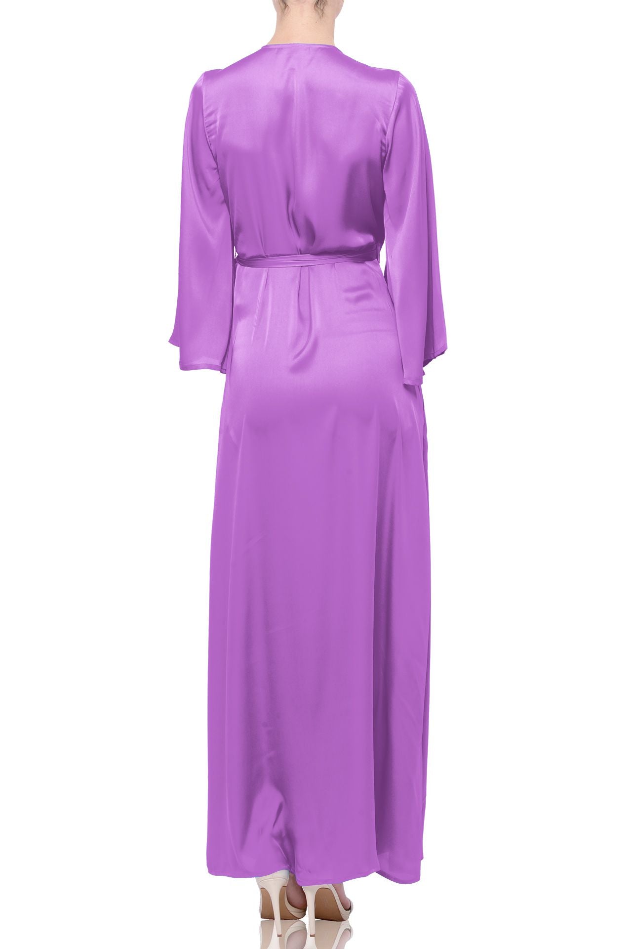 Sustainable Silk Wrap Dress in African Violet