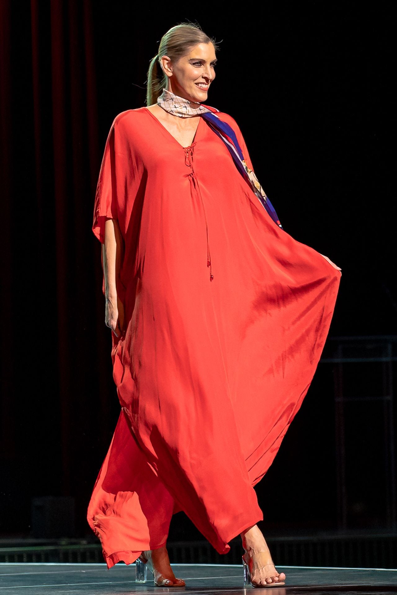 Designer Lace Up Long Kaftans in Red