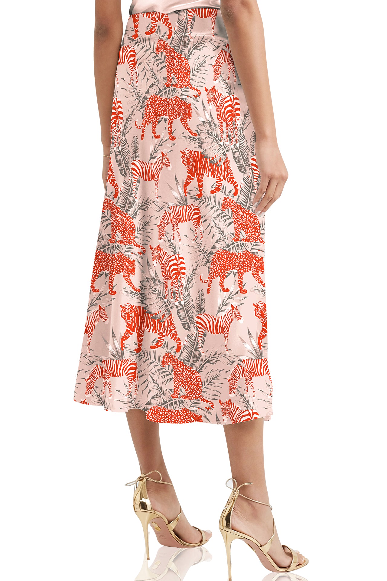 Made WIth Cupro Zebra Print Skirt In Orange
