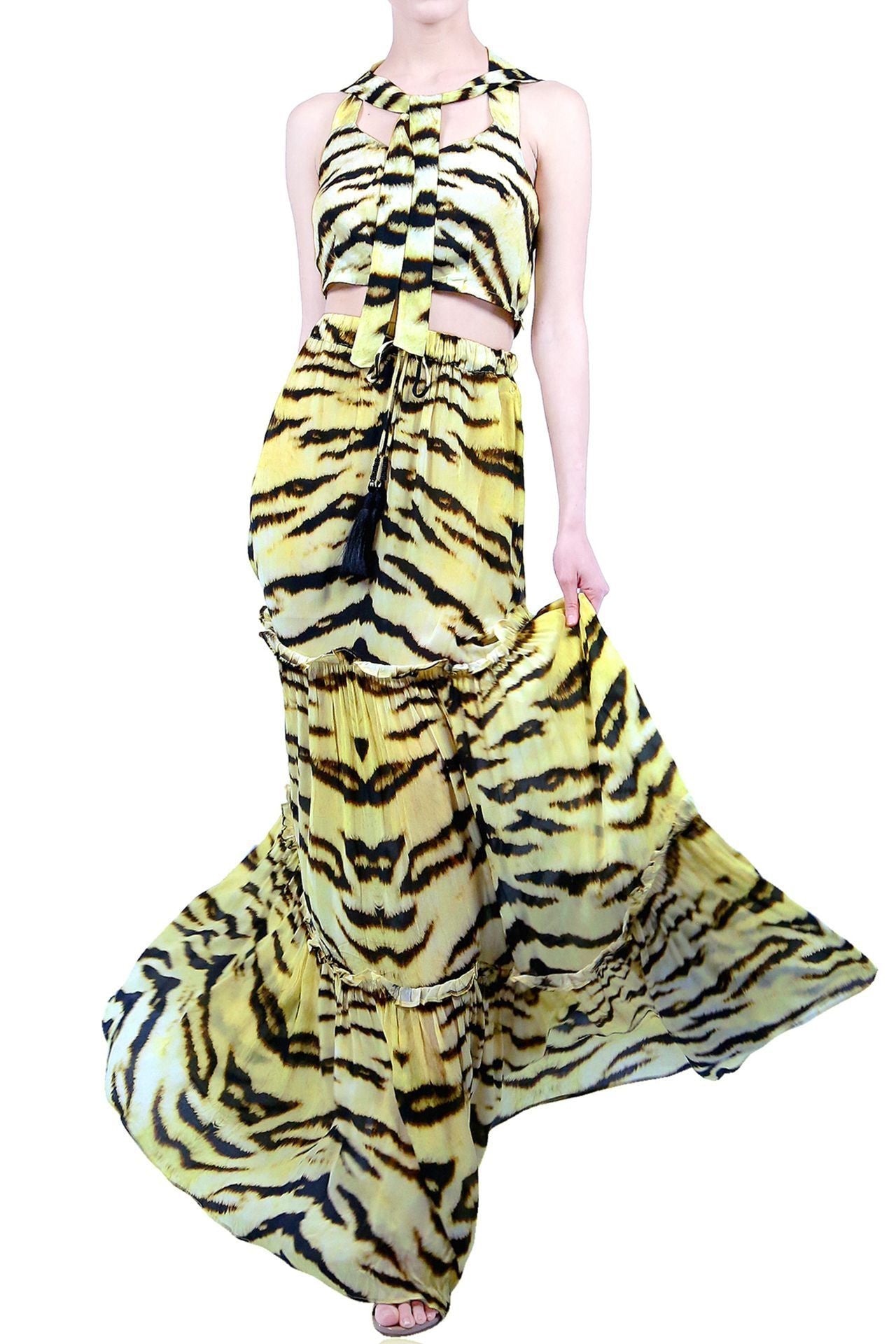 Tiger Print Maxi Skirt Set