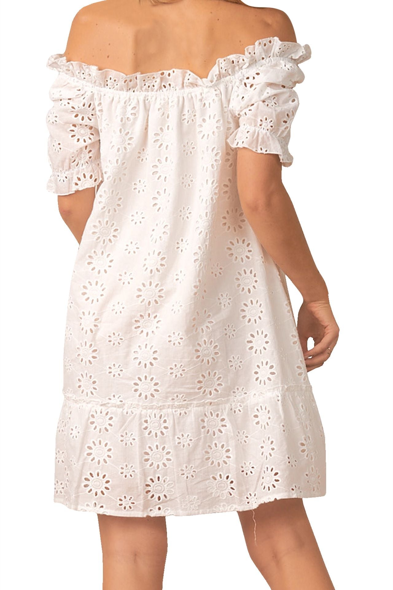 Off Shoulder Short Dress in White