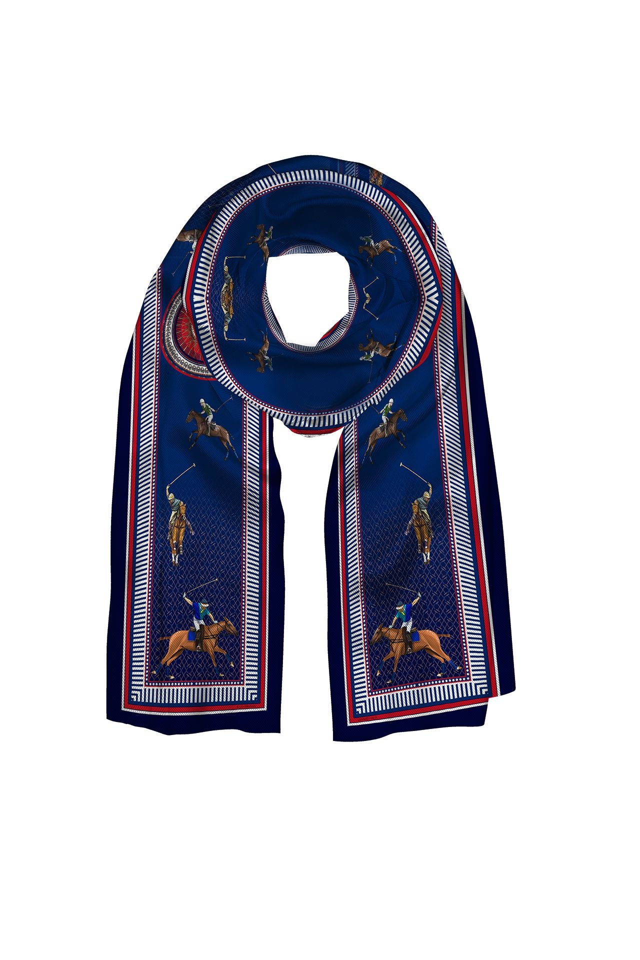 Blue And White Scarves in Polo Print