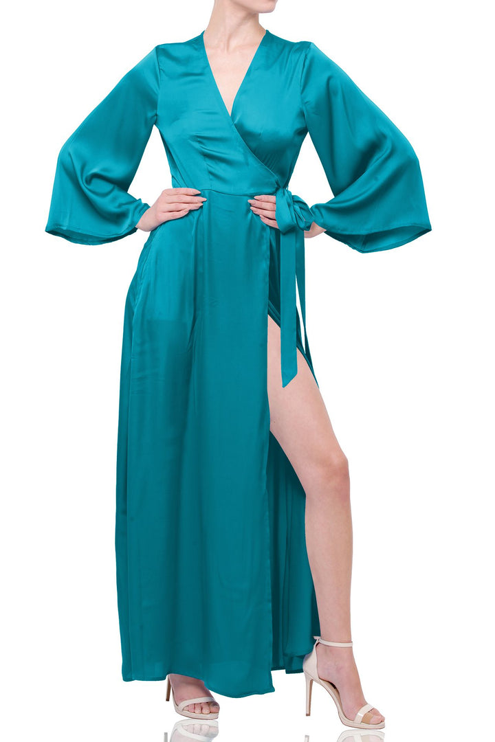 long sleeve long wrap dresses Designer White Full Sleeve Long Maxi Dress