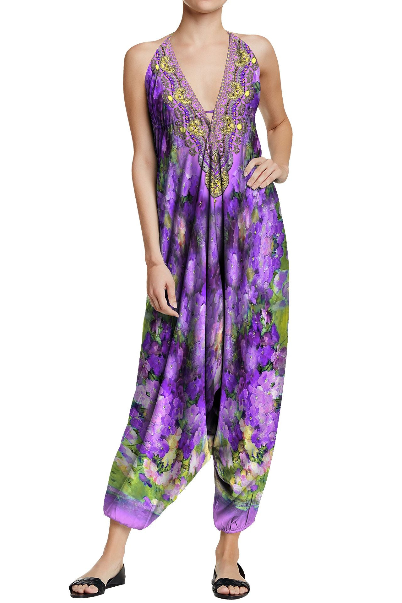 Floral Print Jumpsuit in Purple
